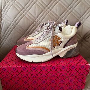 Stylish Women's Sneakers in Cream and Purple